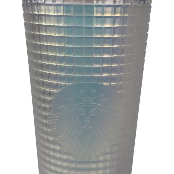 Starbucks Spring 2022 Iridescent Frost White Grid Tumbler Cold Cup Venti 24 oz - Picture 2 of 13